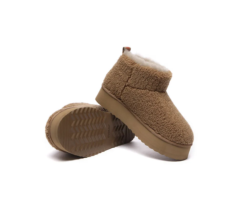 EVERAU® UGG Boots Sheepskin Wool Plush Ankle Ultra Platform Teddycozy