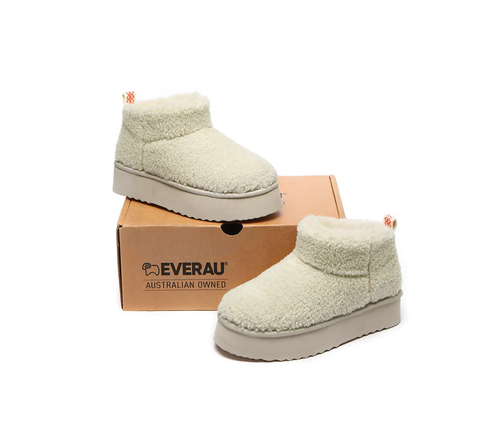 EVERAU® UGG Boots Sheepskin Wool Plush Ankle Ultra Platform Teddycozy