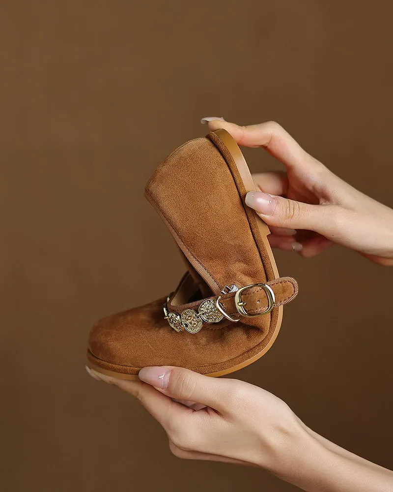 Exquisite Gold Coin Decorated Mary Jane Loafers