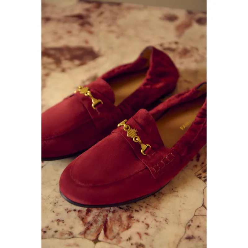 Fairfax & Favor Newmarket Ladies Suede Loafer - Ruby