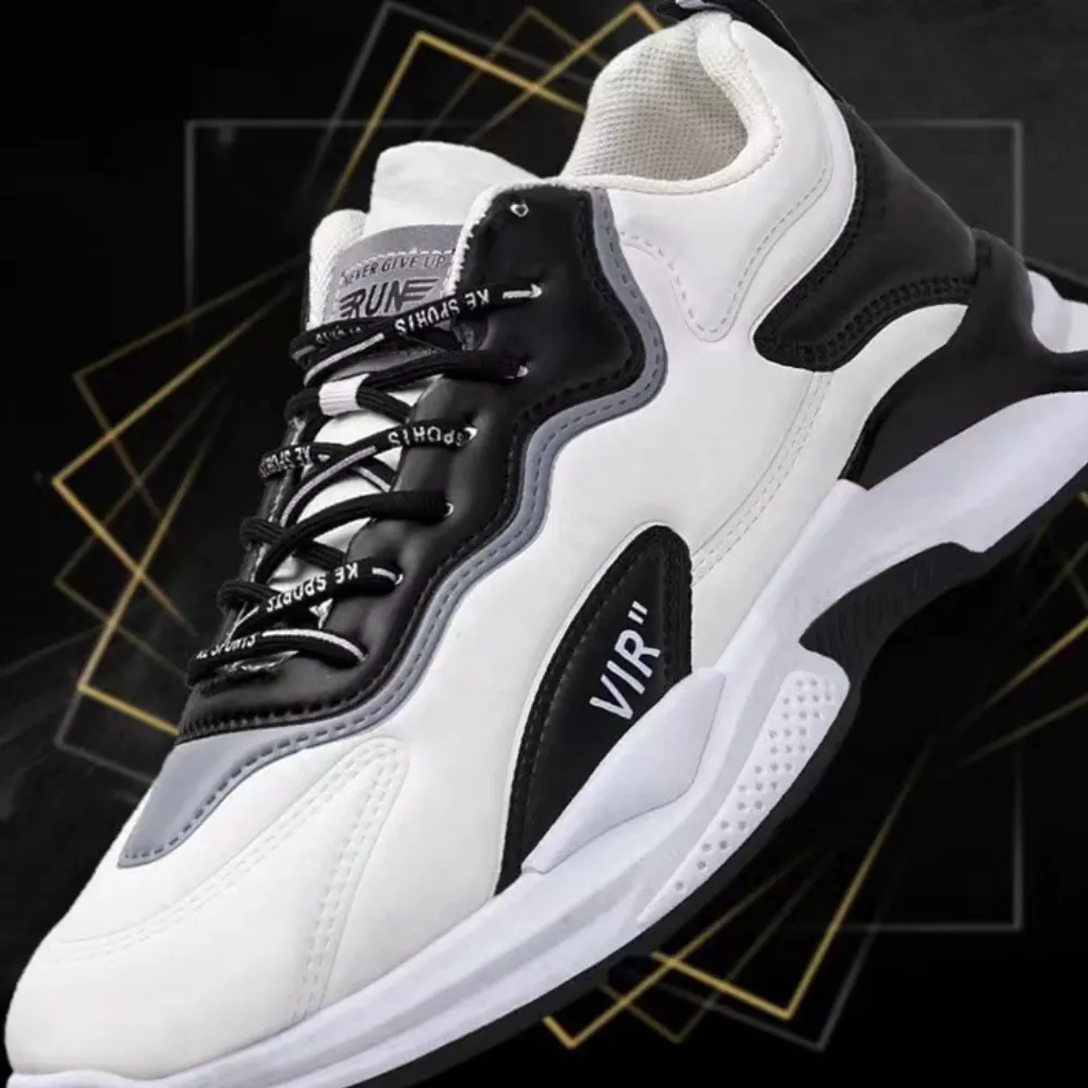 Fashion Black White Sneakers Casual Outdoor Lightweight Breathable Sports Shoes For Men