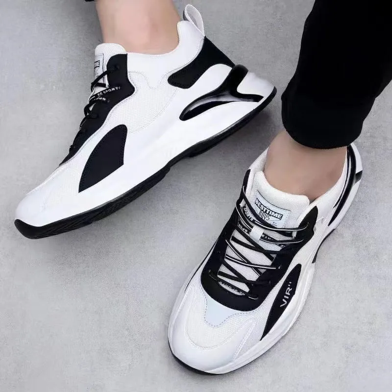 Fashion Black White Sneakers Casual Outdoor Lightweight Breathable Sports Shoes For Men