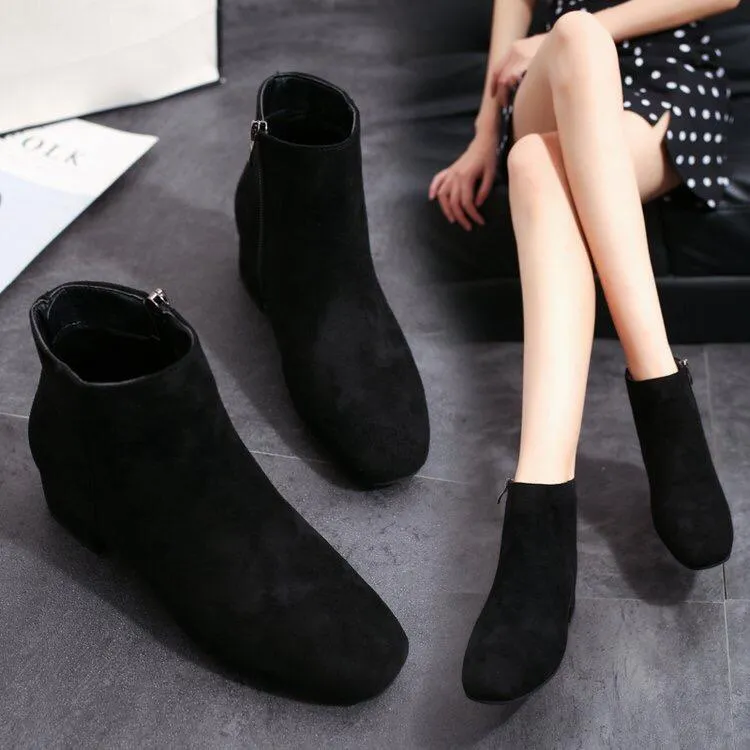 Fashion Mid-heeled Simple Style Boots Joker Martin Boots