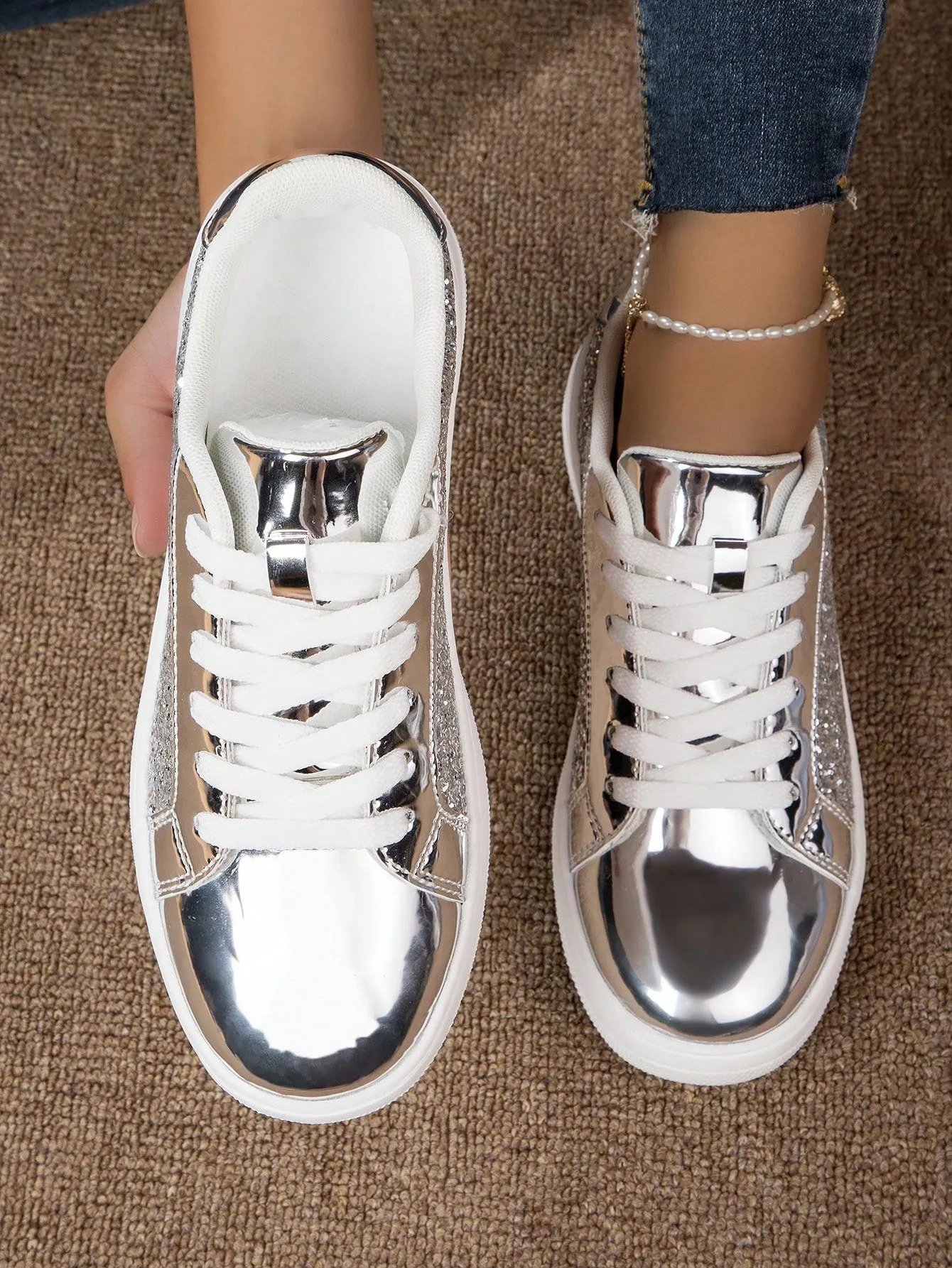 Fashionable All-match Shiny Surface Women's Shoes