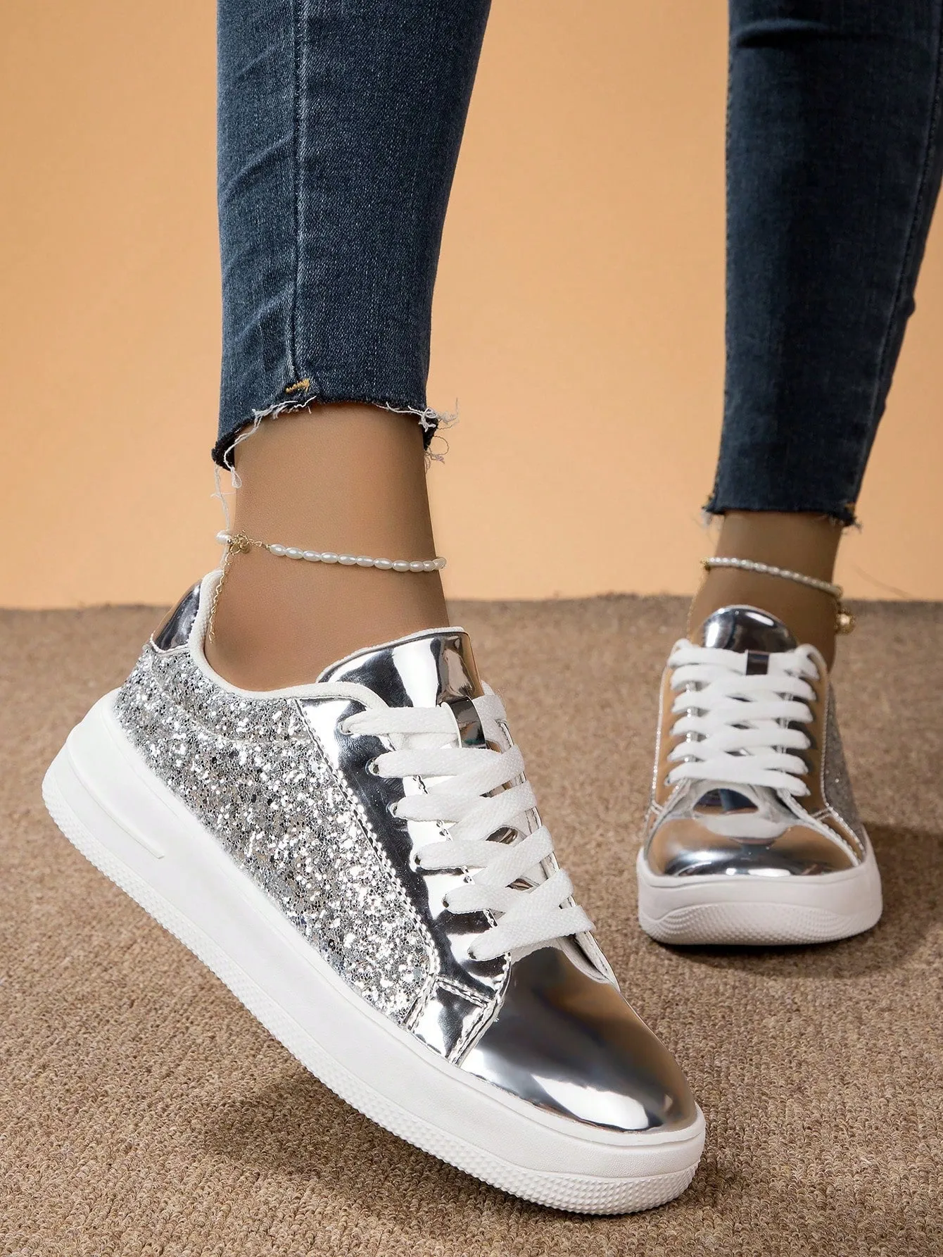 Fashionable All-match Shiny Surface Women's Shoes