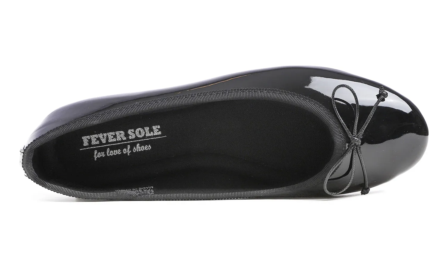 Feversole Women's Macaroon Black Memory Foam Cushion Insock Patent Ballet Flat