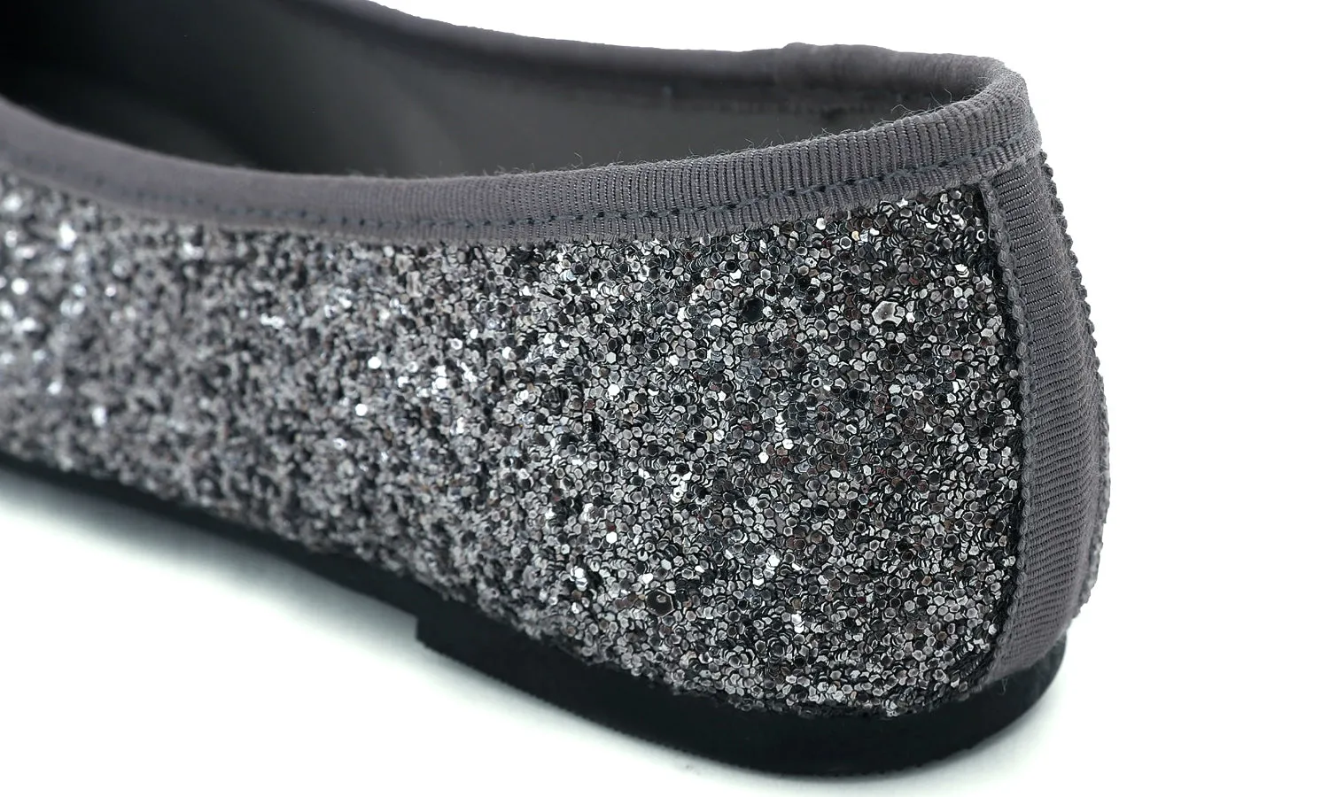 Feversole Women's Macaroon Glitter Pewter Memory Foam Cushion Insock Patent Ballet Flat