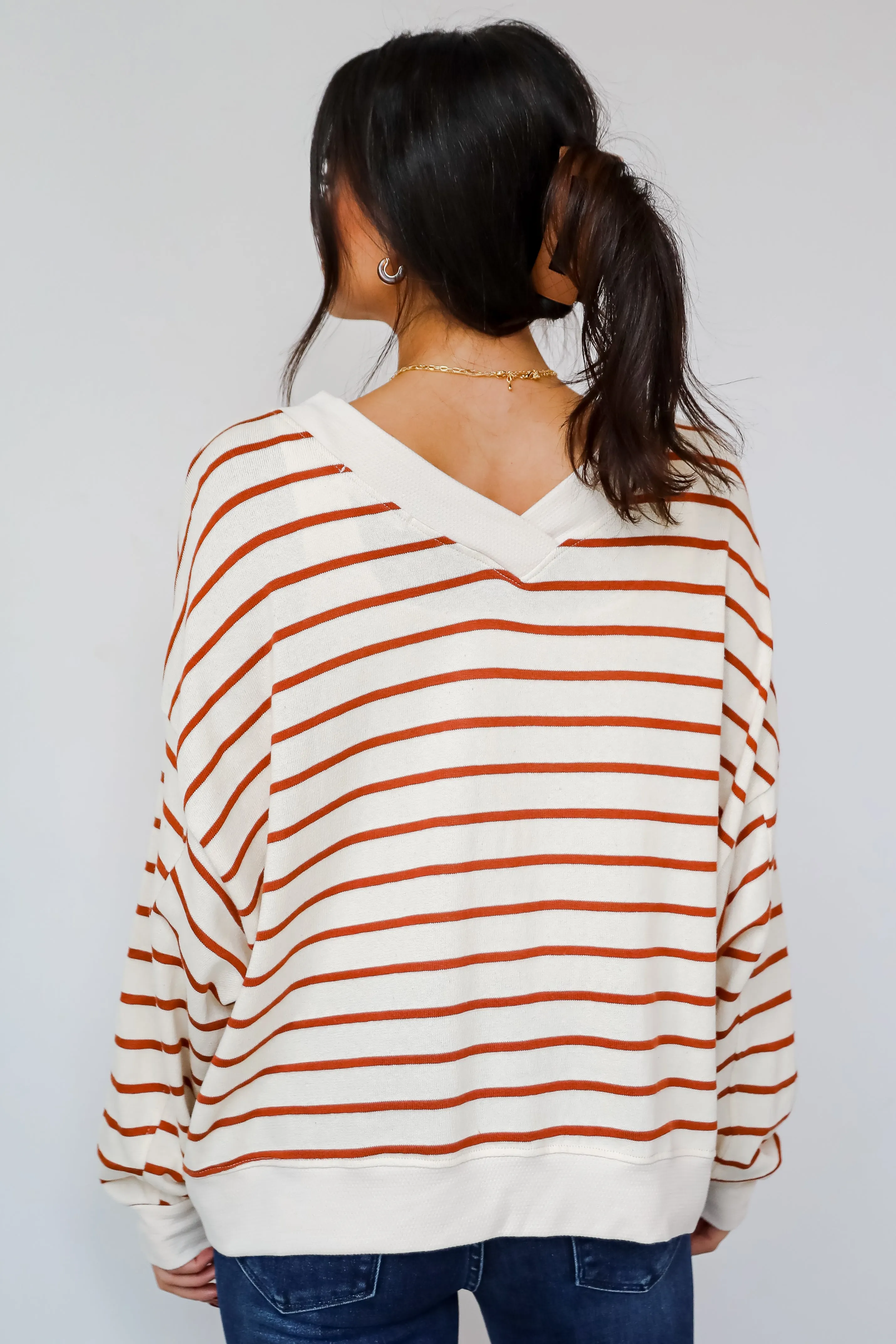 FINAL SALE - Positively Delightful Brick Striped Knit Top