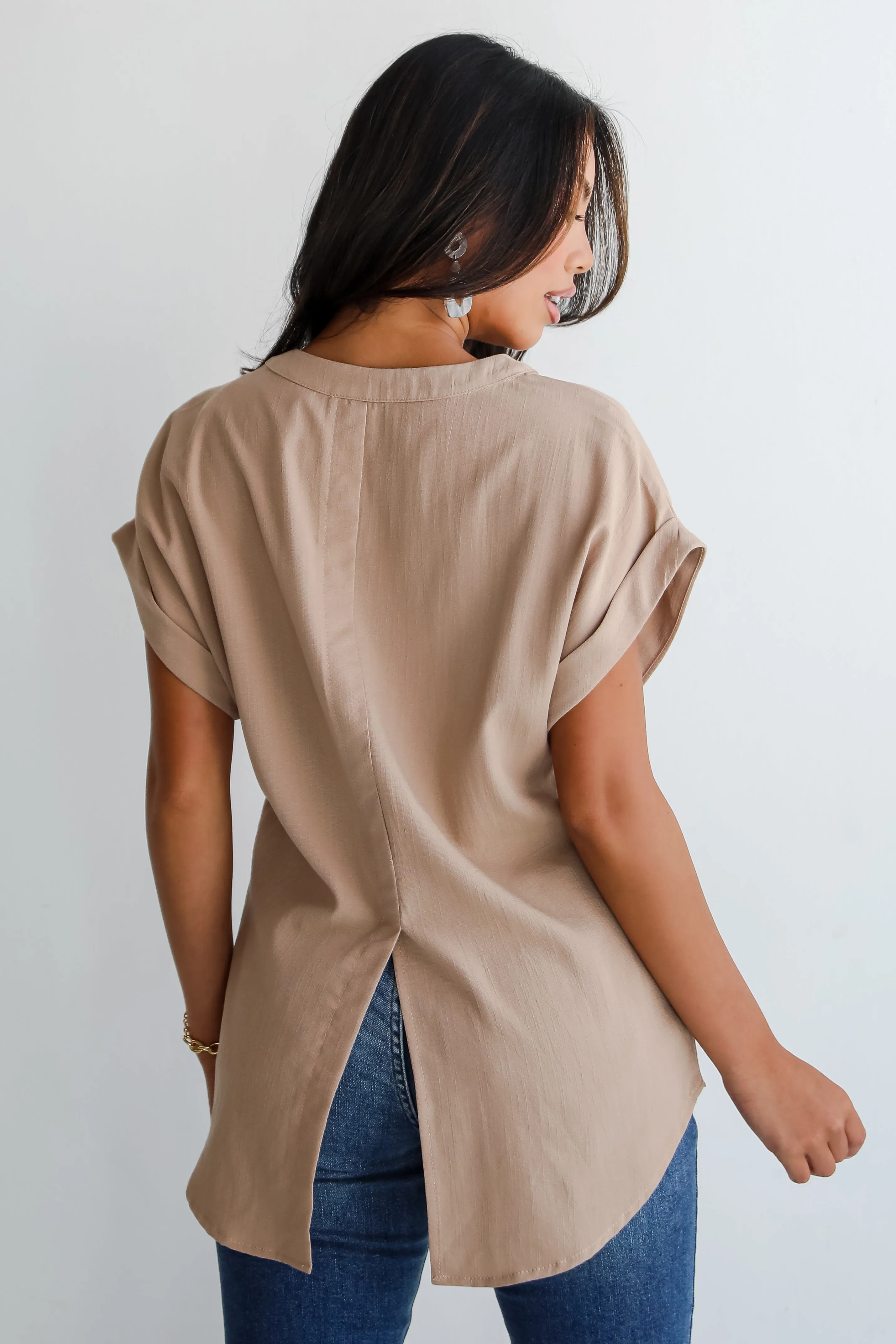 FINAL SALE - Stylish Composure Camel Blouse - DU DEAL