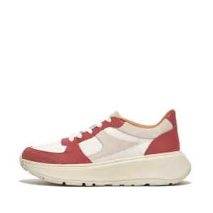 FitFlop F-mode Leather/Suede Flatform Sneakers Red