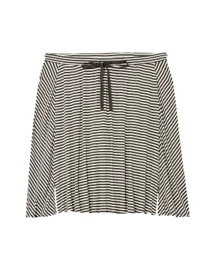 Fleur Drawstring A-line Skirt | Charcoal Grey / White