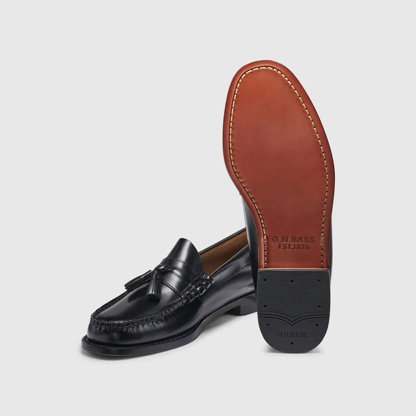 G.H. Bass Men's Lennox Leather Tassel Weejun Loafer in Black