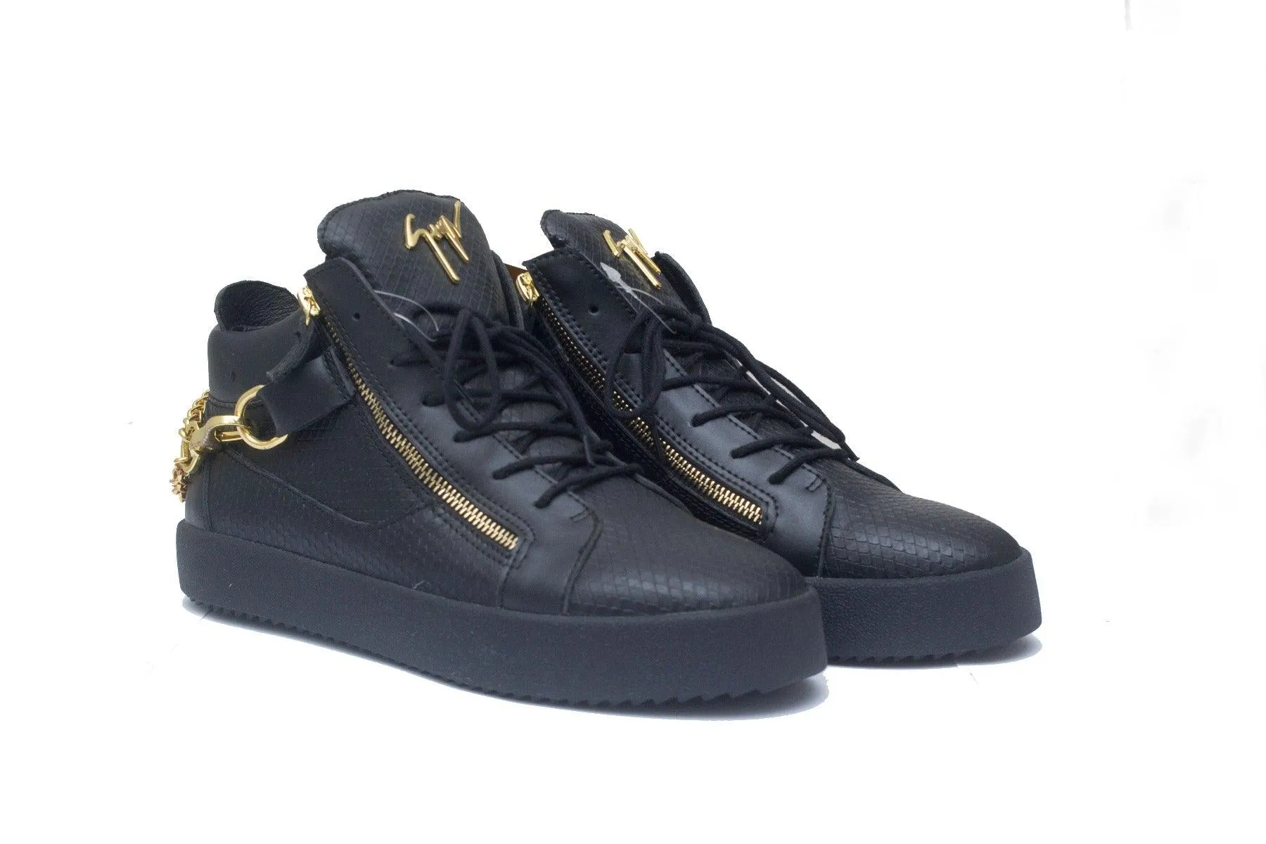 Giuseppe Zanotti Men's Leather High Top Black Sneakers