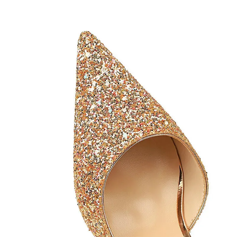 Glittery Pointed Toe High Heels