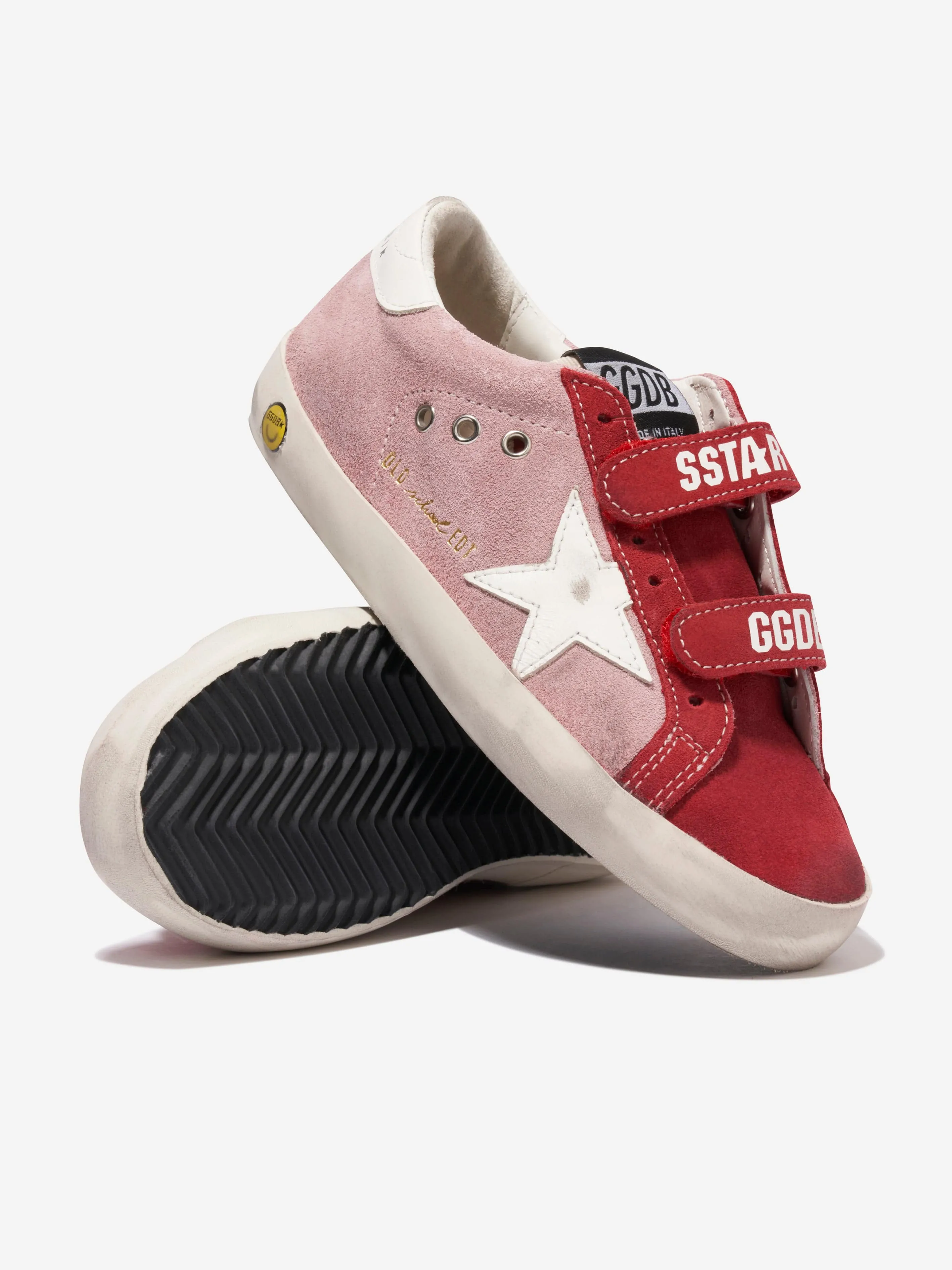 Golden Goose Girls Old School Suede Stripes And Star Trainers in Pink