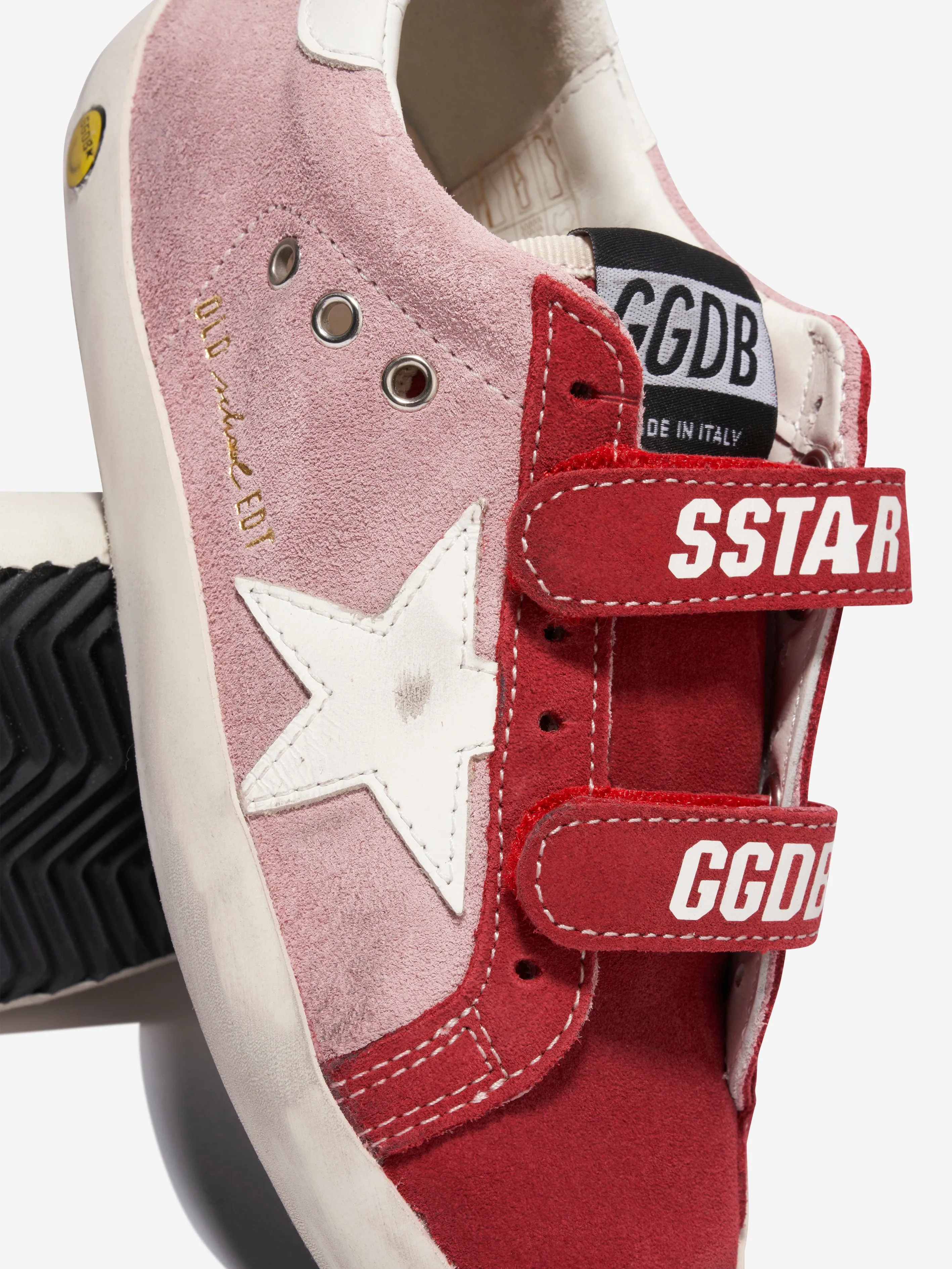 Golden Goose Girls Old School Suede Stripes And Star Trainers in Pink