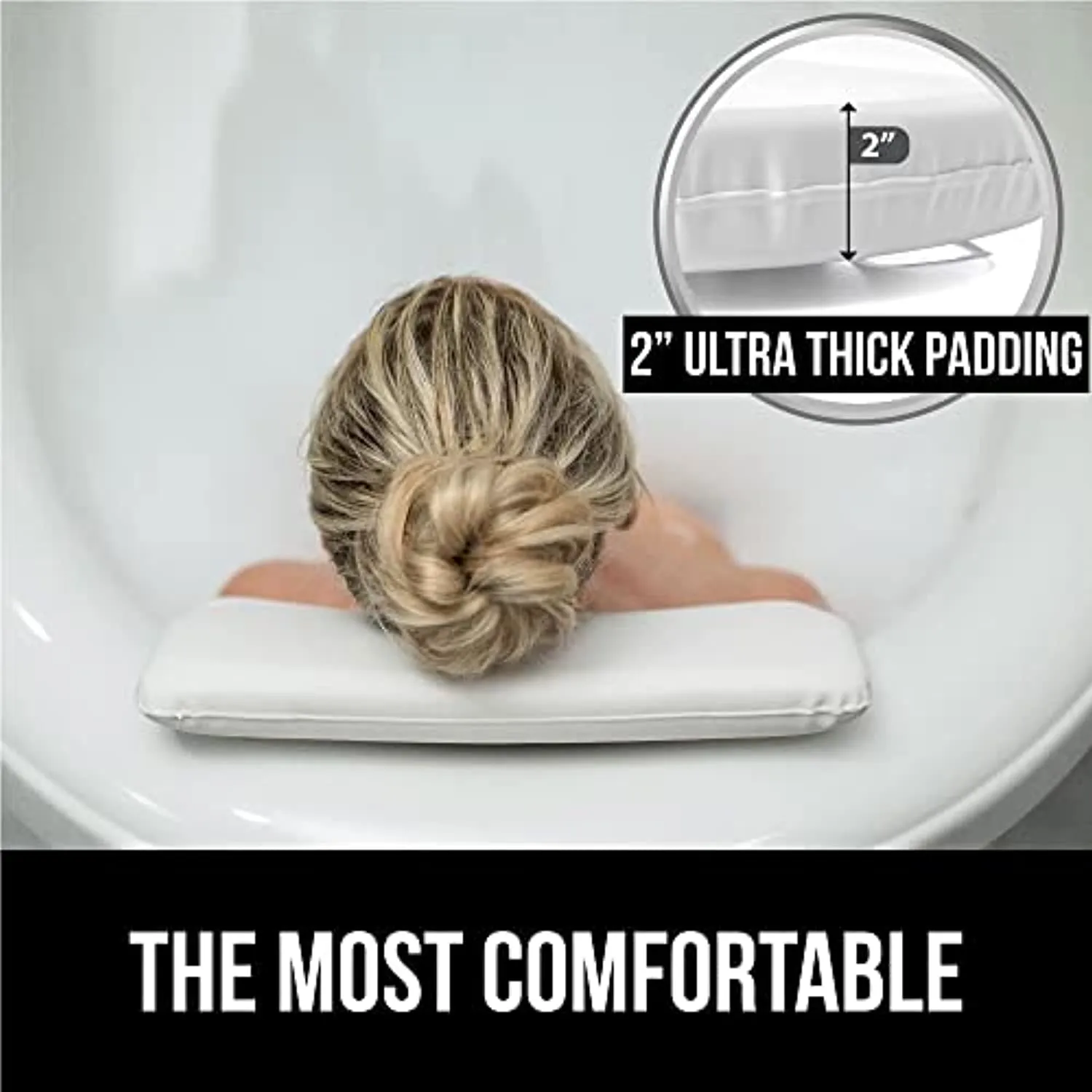 Gorilla Grip Comfort Slip Resistant Large Thick Soft Waterproof Relaxing Spa Bath Pillow, Fits Curved or Straight Back Tubs, Cushion Support Head and Neck in Tub, Bathtub Accessory, 2 Panel, White