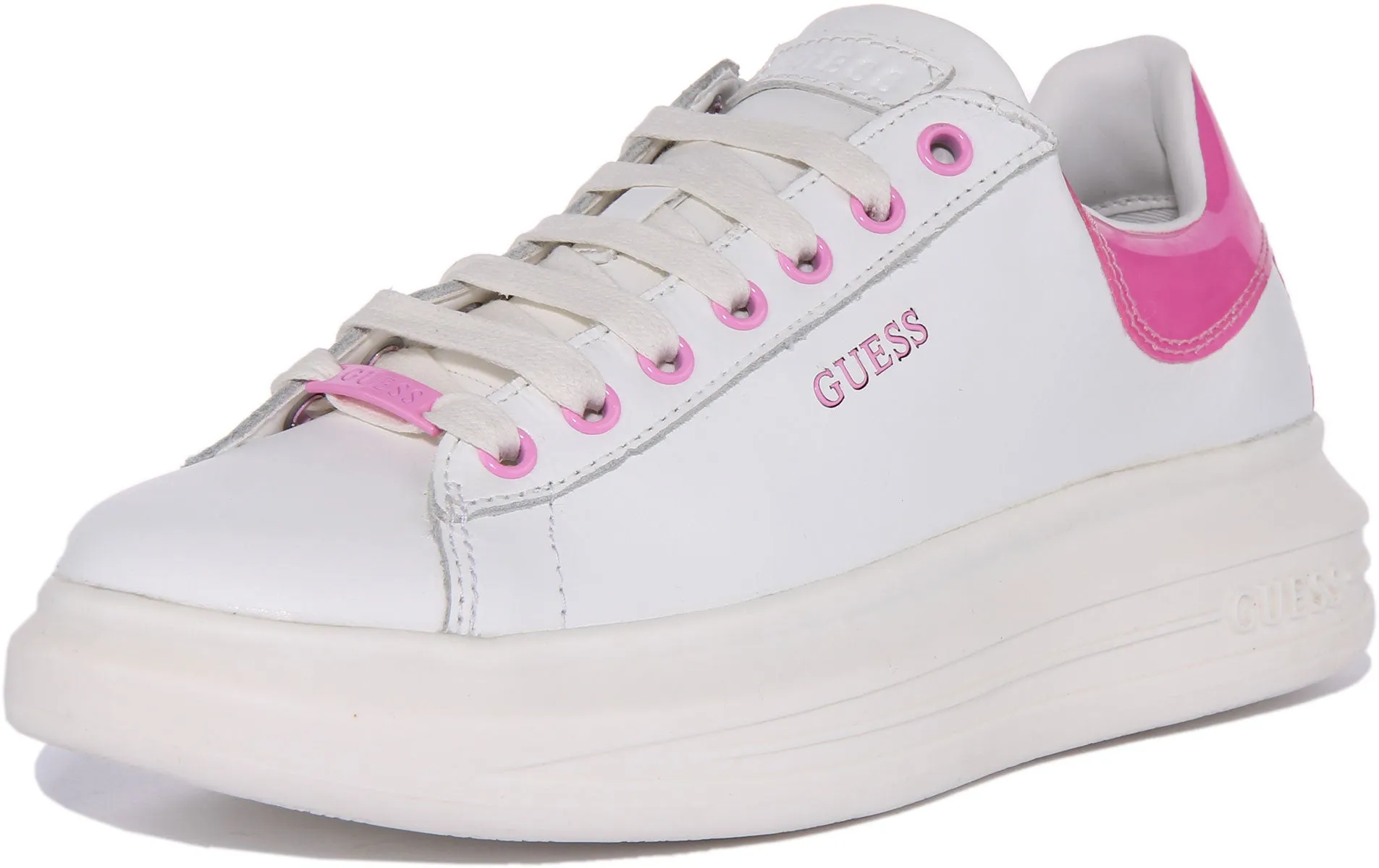 Guess Vibo Trainer In White Pink For Women