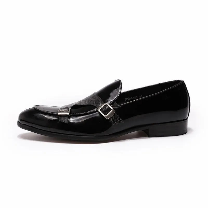 Hand-Crafted Sheepskin Lined Monk-Strap Cowhide Slip-Ons