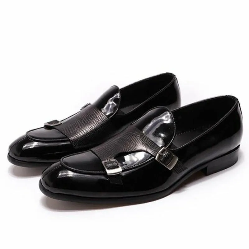 Hand-Crafted Sheepskin Lined Monk-Strap Cowhide Slip-Ons