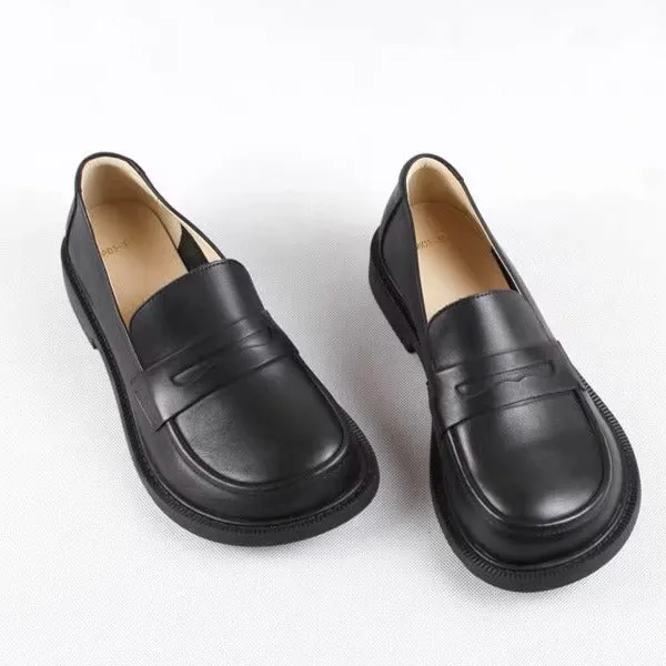 Handmade Women Loafers Big Toe Comfortable Soft Leather Shoes