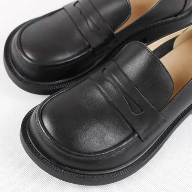 Handmade Women Loafers Big Toe Comfortable Soft Leather Shoes