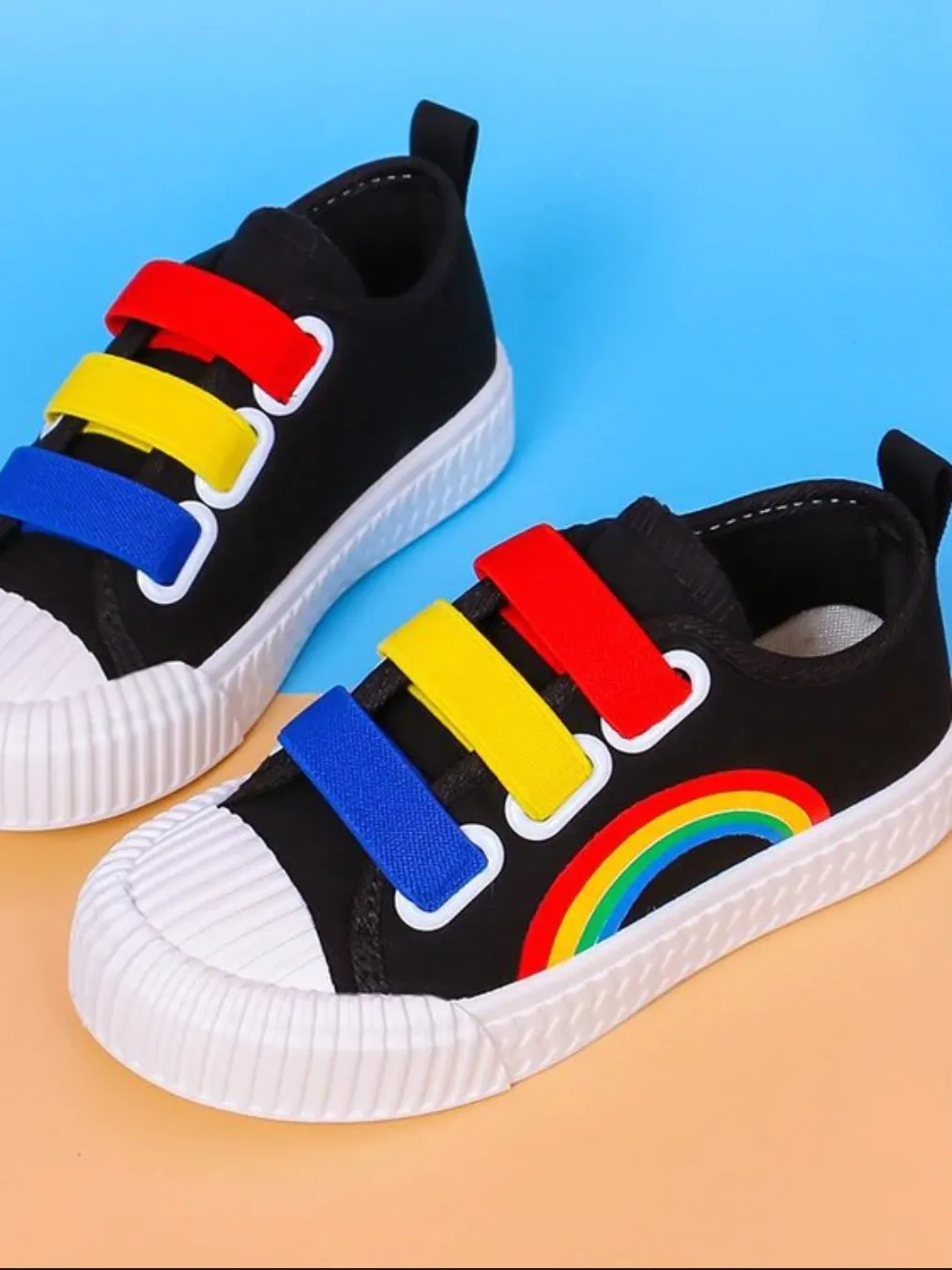 Happy Kicks Canvas Rainbow Sneakers By Liv and Mia