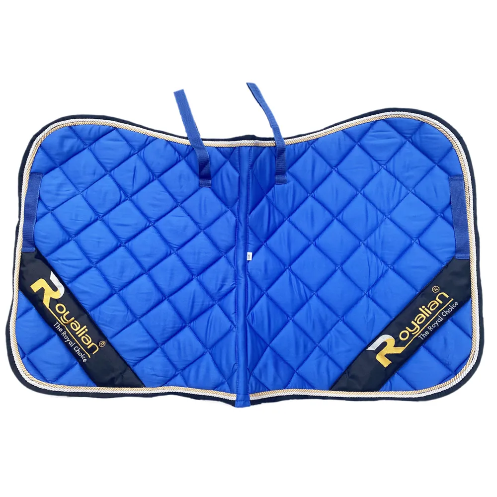 Horse Riding Blue Big Diamond Cotton Dressage Pad Set - One Fly veil – Two Brushing Boots – Two Hind Boots (Full)