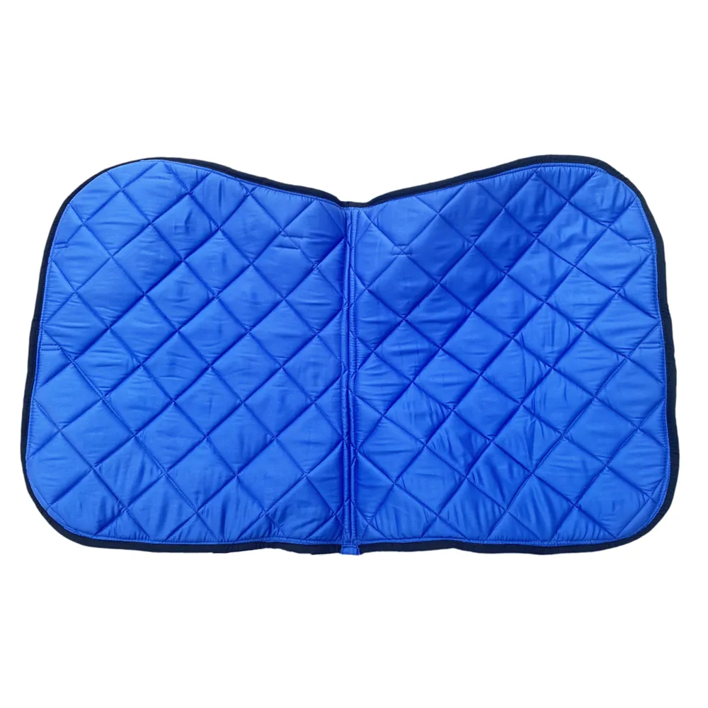 Horse Riding Blue Big Diamond Cotton Dressage Pad Set - One Fly veil – Two Brushing Boots – Two Hind Boots (Full)