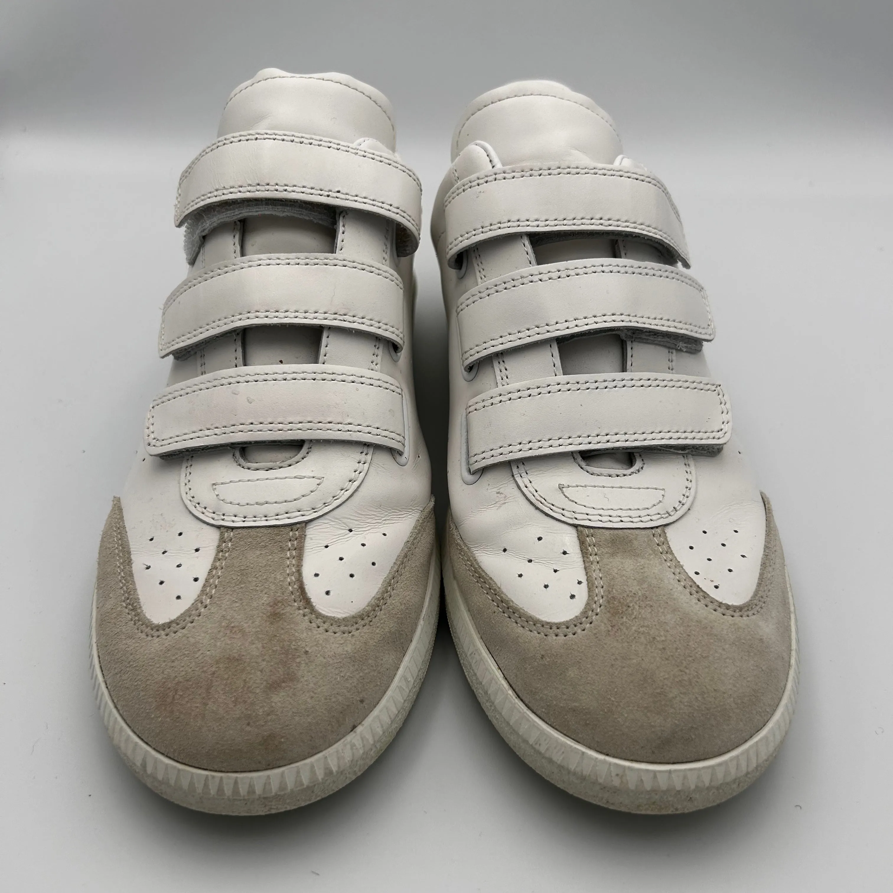 Isabel Marant £345 White & Yellow Leather Velcro Beth Trainers 40