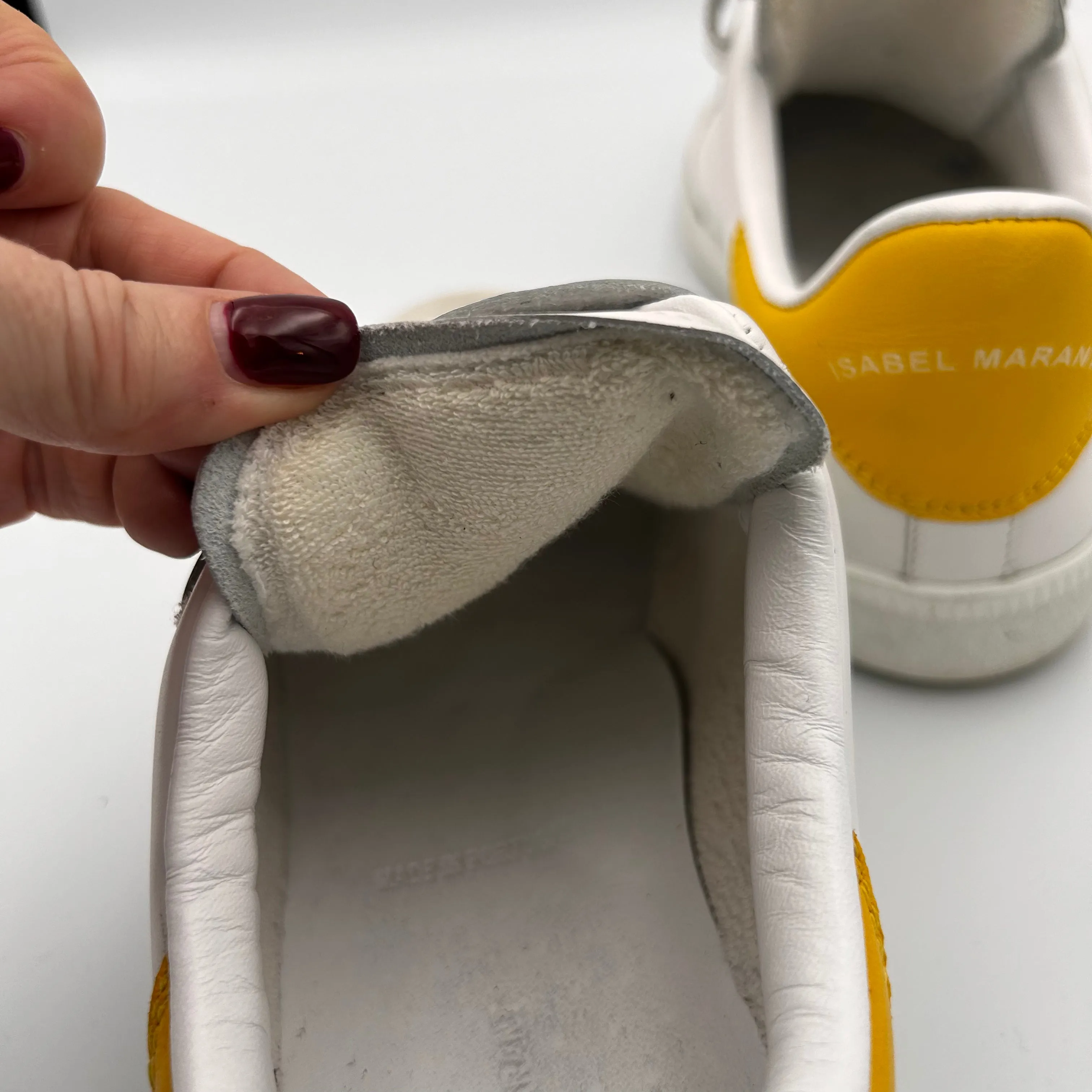 Isabel Marant £345 White & Yellow Leather Velcro Beth Trainers 40