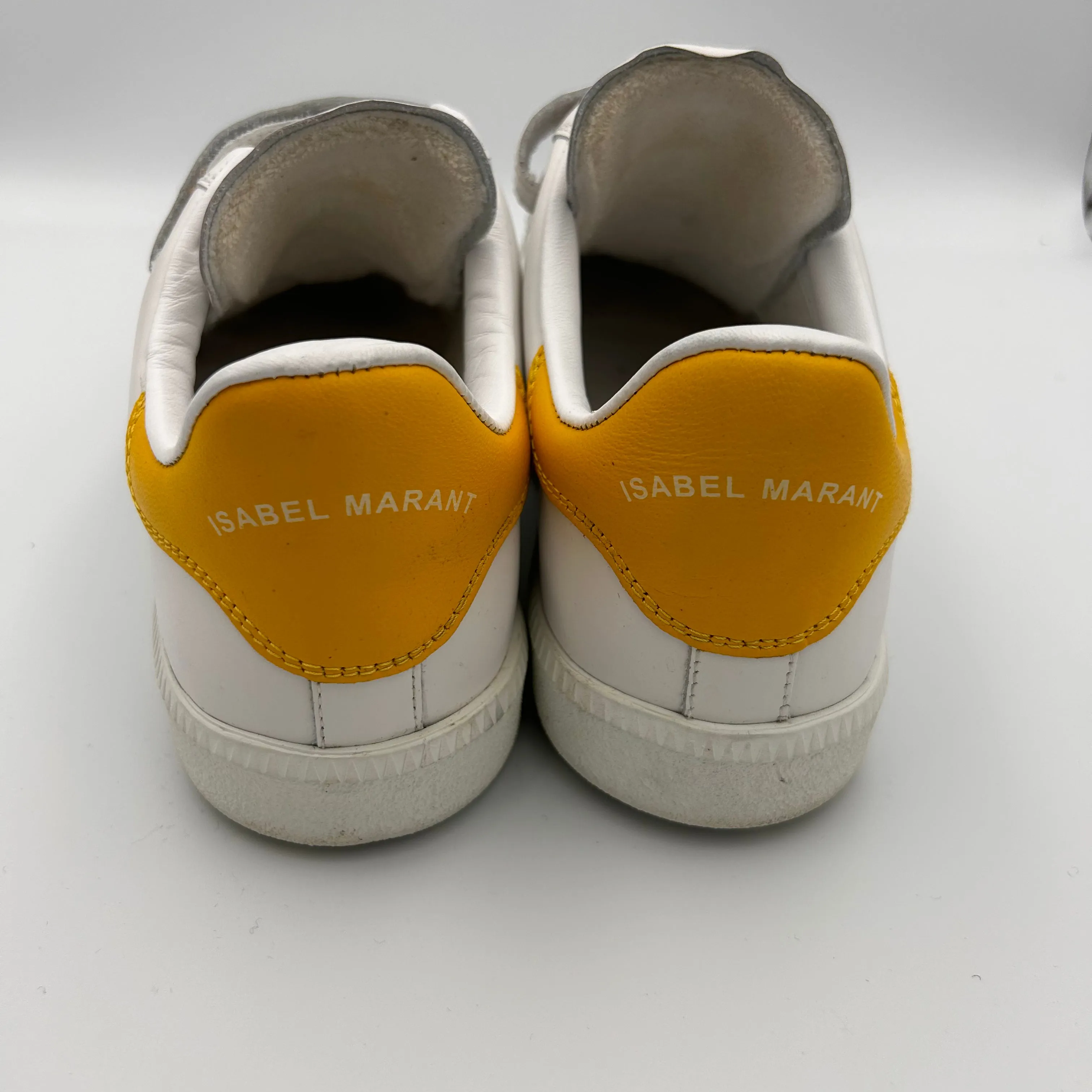 Isabel Marant £345 White & Yellow Leather Velcro Beth Trainers 40