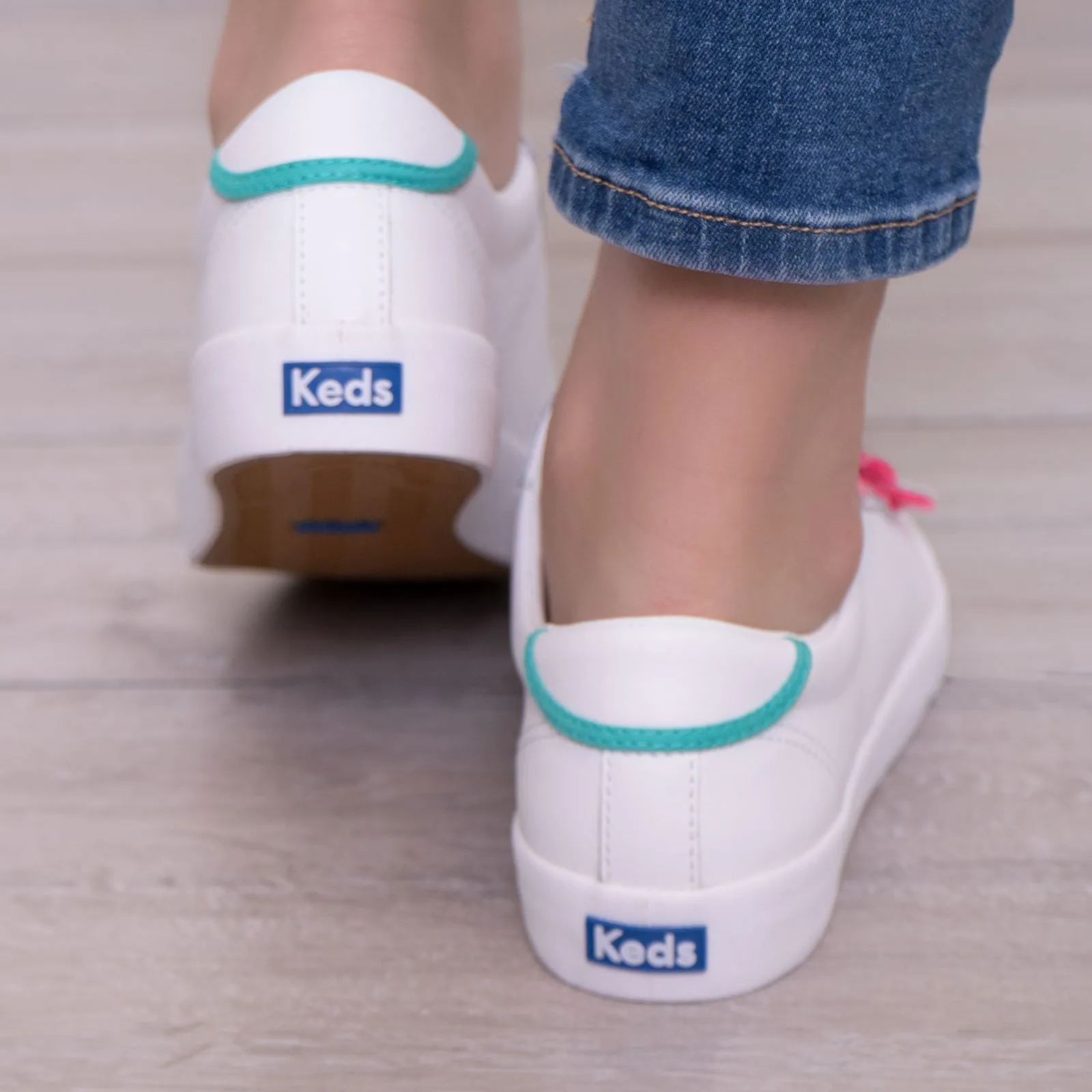 Keds Trainers Crew Kick Leather White Hook-and-Loops