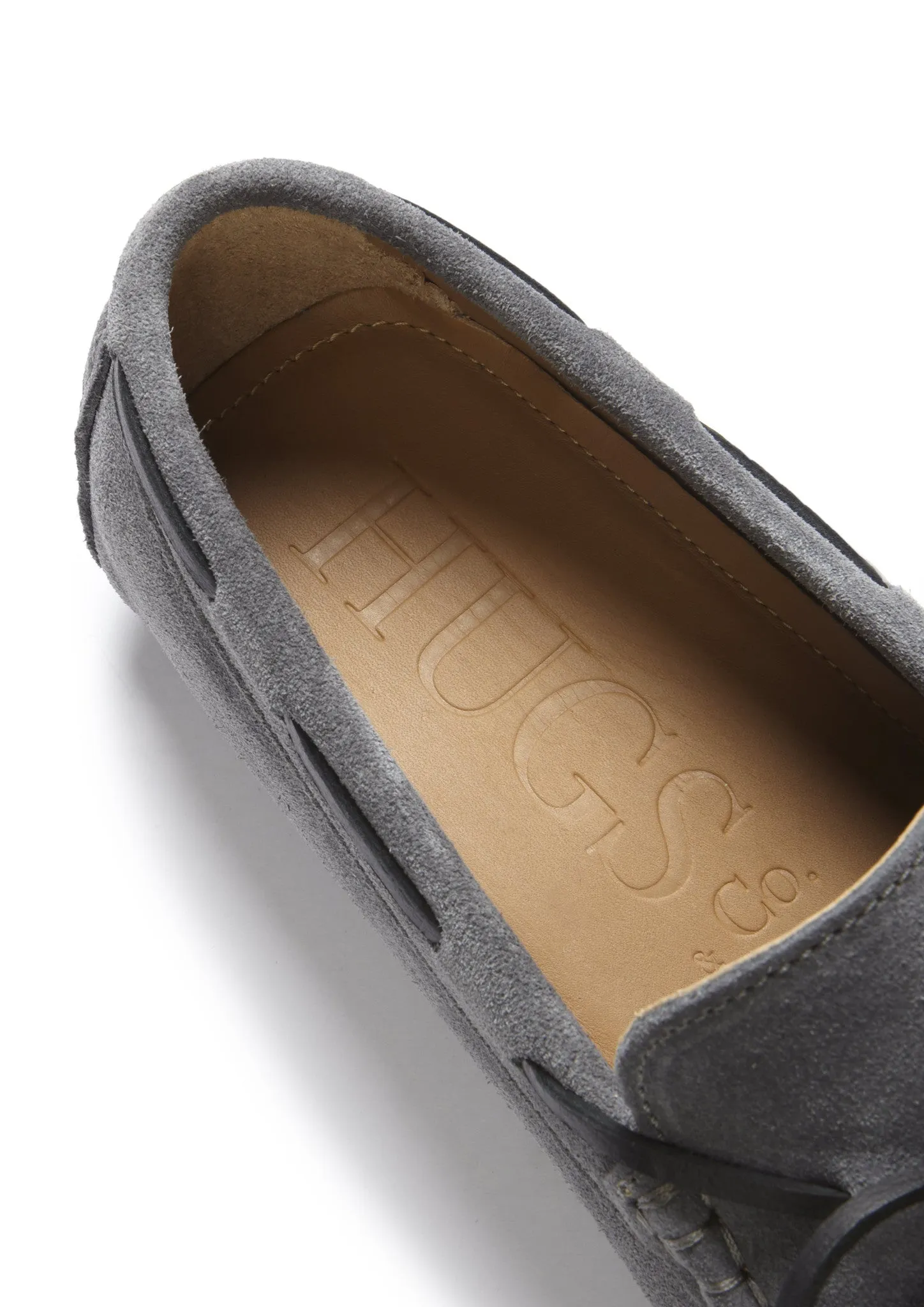 Laced Driving Loafers, slate grey suede