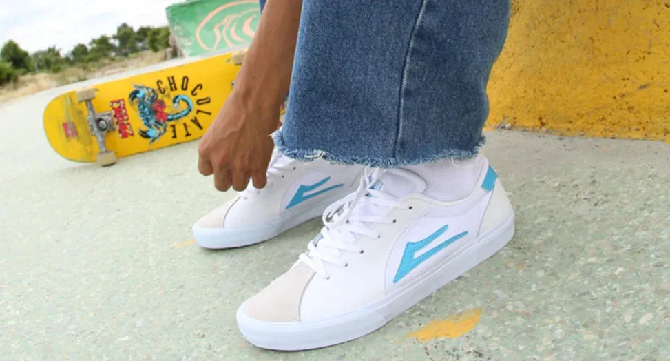 Lakai Shoes Flaco II - White/Cyan Leather