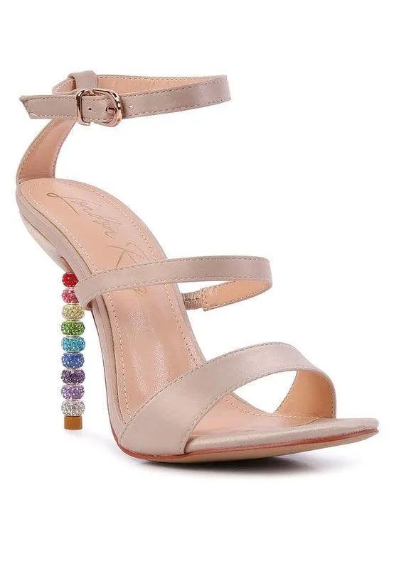 Lawsuit Rhinestone Ball Heel Satin Sandals