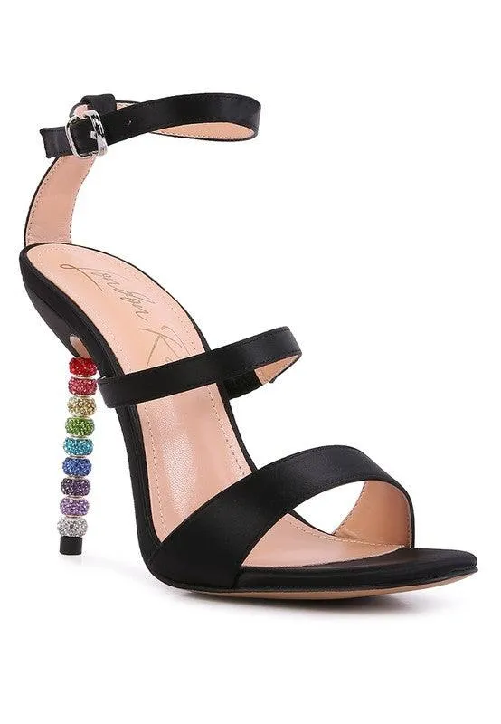 Lawsuit Rhinestone Ball Heel Satin Sandals