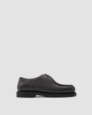 Lightweight Deck Shoes - Grained Black Leather