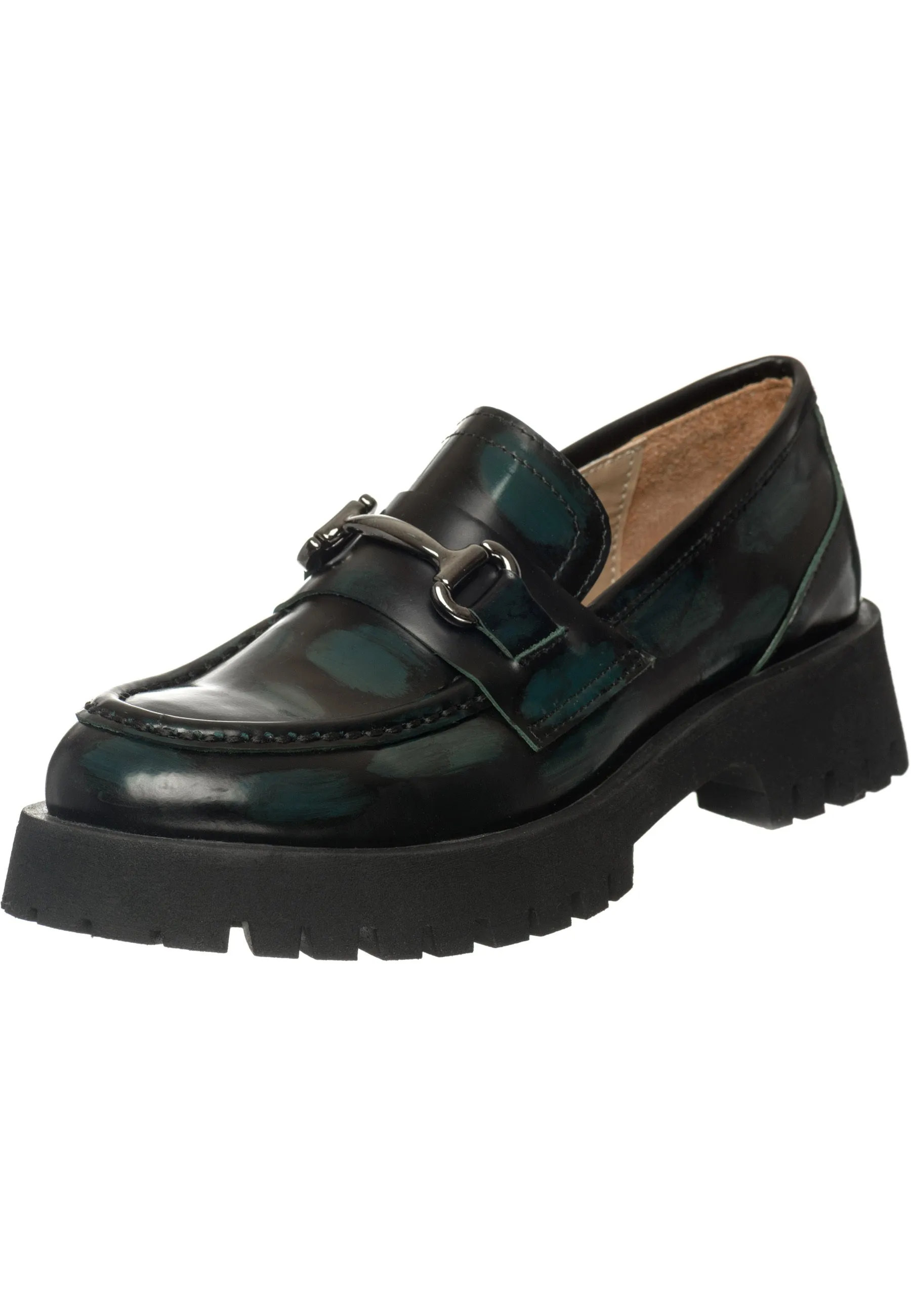 Luxe Glide Gold-Bit Loafers Josephine - Dark Green