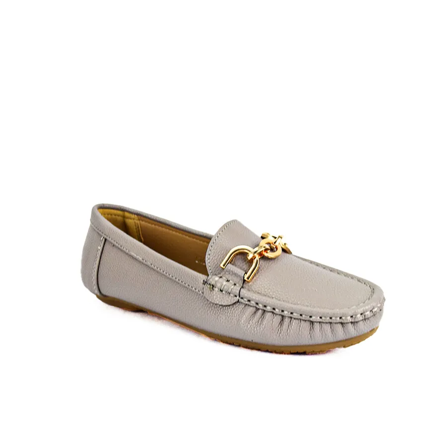 LX 25510 GRAY/DARK-BROWN LOAFERS FLATS