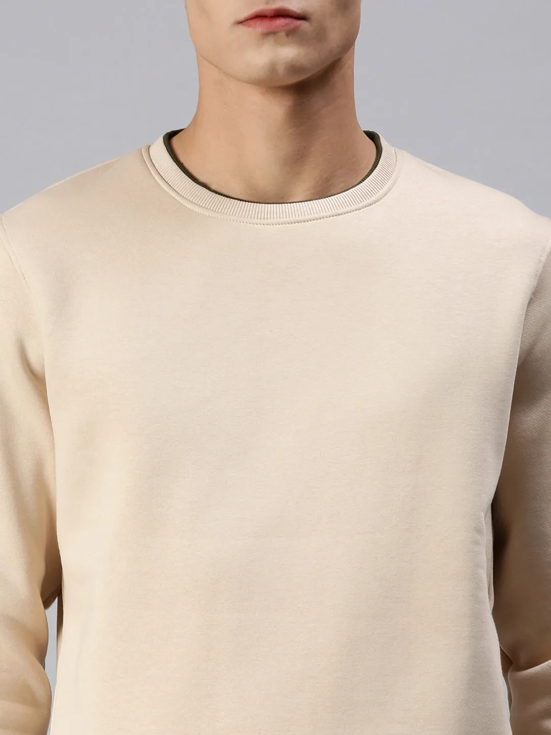 Men Solid Beige Pullover