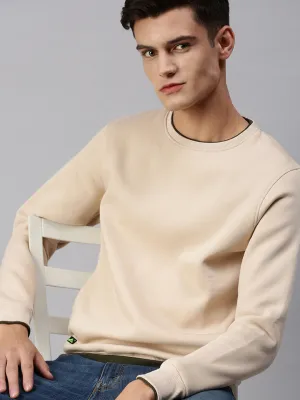 Men Solid Beige Pullover