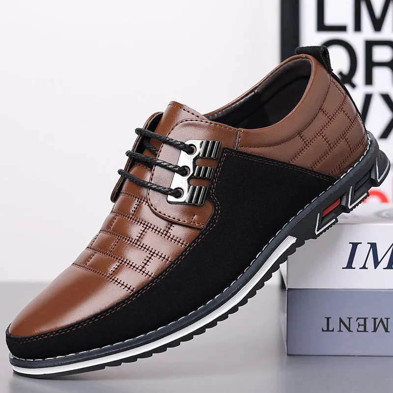 Men's Lightweight Casual Lace Up Leather Shoes