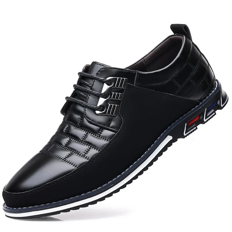 Men's Lightweight Casual Lace Up Leather Shoes