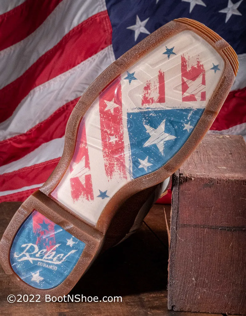 Men's Rebel White Top Distressed  American Flag Boots DDB0312
