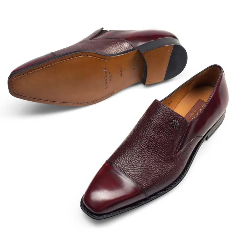 Mezlan Milani Burgundy Calfskin & Deerskin Men's Classic Dress Slip On