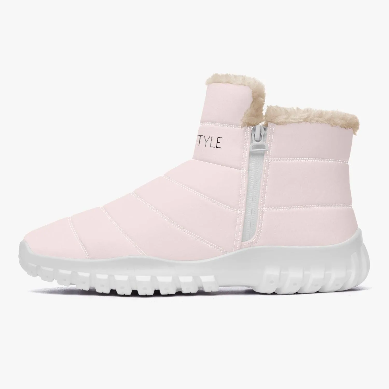 Misha Cotton-pad Fur Zipper Up Boots - Rose Milk