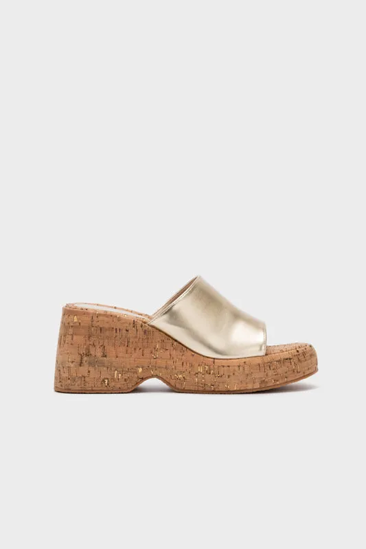 NATURAL CORK WEDGE HEEL SLIDE