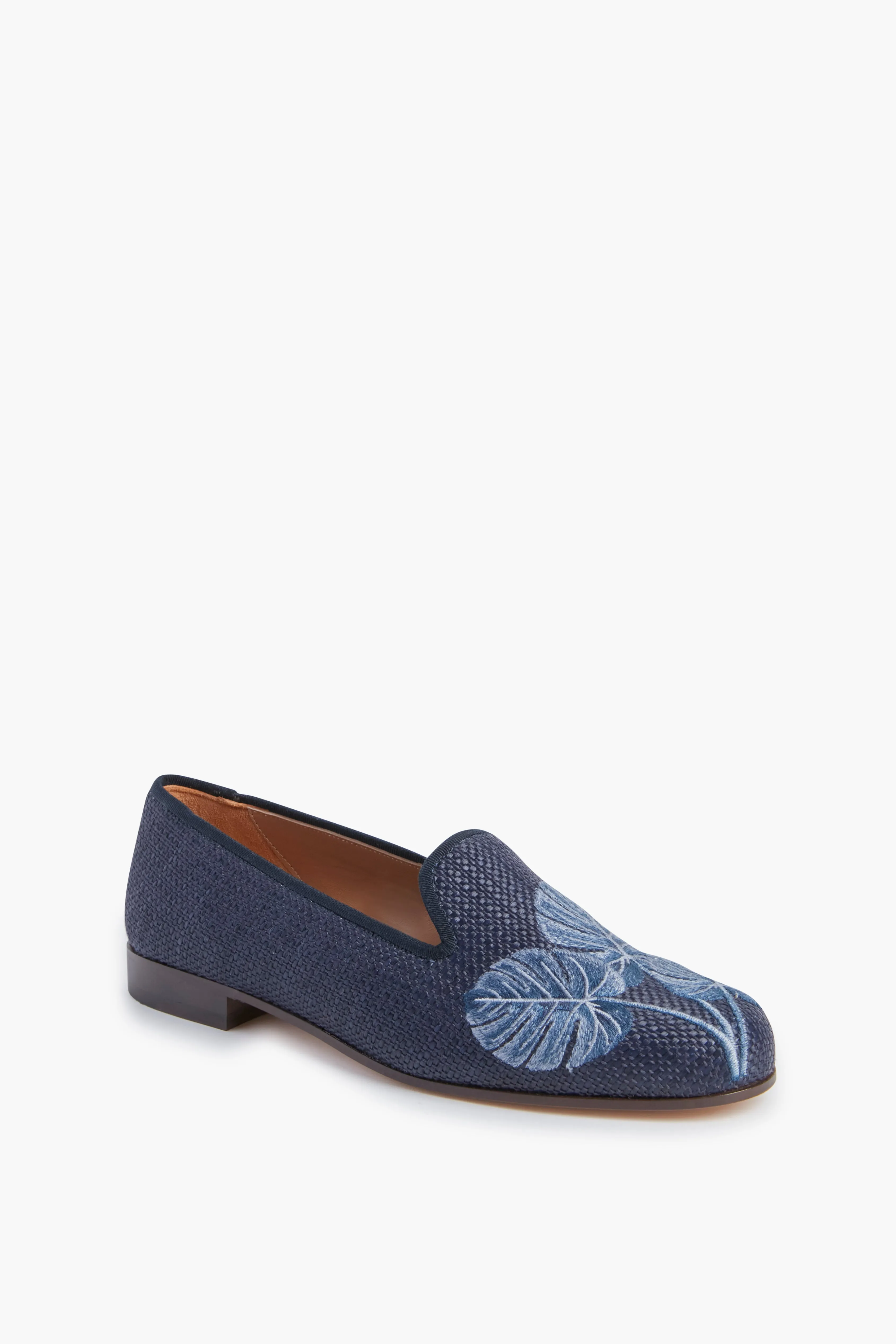 Navy Raffia Loafers