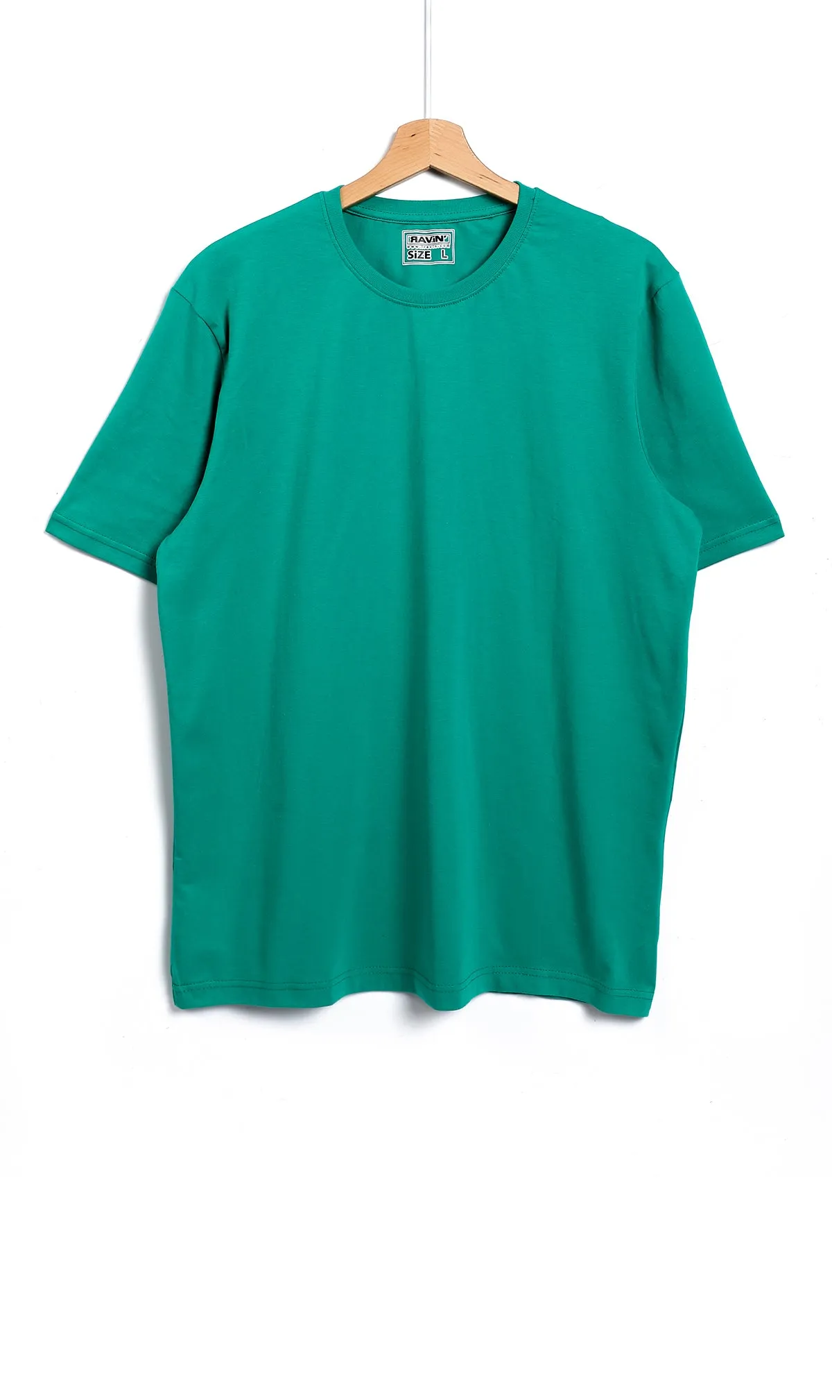 O164600 Short Sleeves Turquoise Plain Basic T-Shirt